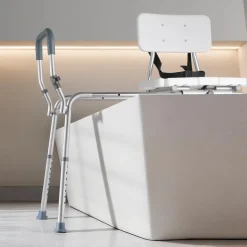 VEVOR Sliding Shower Chair, 400 lbs Capacity Tub Transfer Bench for Bathtub, Heavy Duty Shower Bench with Arms and Backrest, Height Adjustable Seat for Handicap, Adults, Seniors, Elderly and Disabled