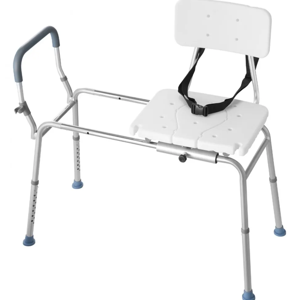 VEVOR Sliding Shower Chair, 400 lbs Capacity Tub Transfer Bench for Bathtub, Heavy Duty Shower Bench with Arms and Backrest, Height Adjustable Seat for Handicap, Adults, Seniors, Elderly and Disabled