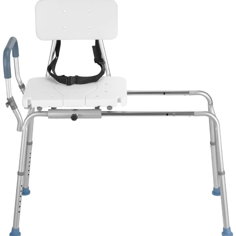 VEVOR Sliding Shower Chair, 400 lbs Capacity Tub Transfer Bench for Bathtub, Heavy Duty Shower Bench with Arms and Backrest, Height Adjustable Seat for Handicap, Adults, Seniors, Elderly and Disabled