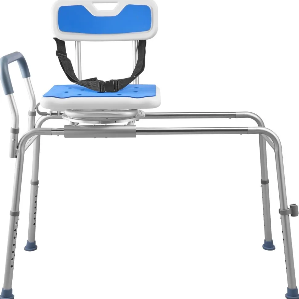VEVOR Sliding Shower Chair, 400 lbs Tub Transfer Bench for Bathtub with Swivel Seat, Padded Shower Bench with Arms and Backrest, Height Adjustable for Handicap, Adults, Seniors, Elderly and Disabled