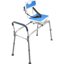 VEVOR Sliding Shower Chair, 400 lbs Tub Transfer Bench for Bathtub with Swivel Seat, Padded Shower Bench with Arms and Backrest, Height Adjustable for Handicap, Adults, Seniors, Elderly and Disabled