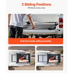 VEVOR Sliding Truck Bed Organizer, 68 x 48-Inch Heavy Duty Truck Bed Storage Drawer with 1000 lbs Capacity, Features 6 Movable Rings for Securing, 2-Postion Slide out Tray for Pickup Trucks, Black