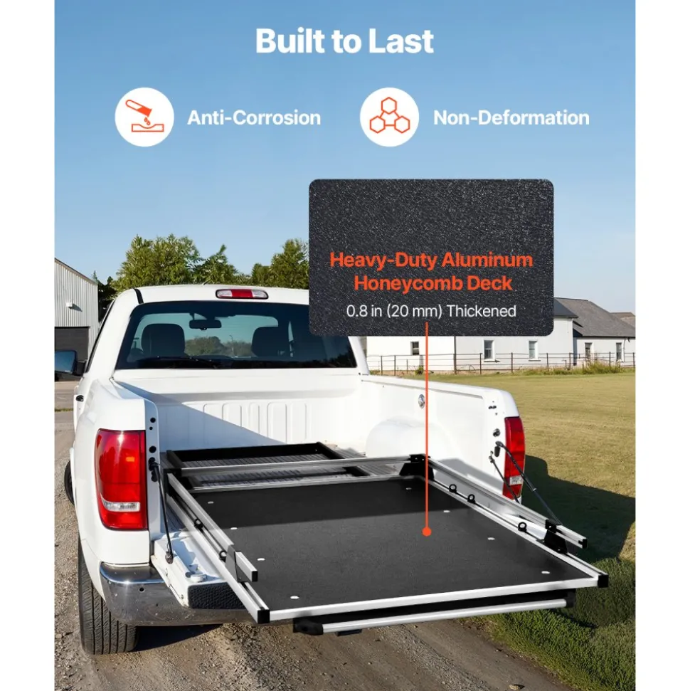 VEVOR Sliding Truck Bed Organizer, 75 x 48-Inch Heavy Duty Truck Bed Storage Drawer with 1000 lbs Capacity, Features 6 Movable Rings for Securing, 2-Postion Slide out Tray for Pickup Trucks, Black