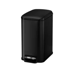 VEVOR Slim Bathroom Trash Can, 11.4 x 5.71 x 10.7 Inch Small Bedroom Trashcan with Step Pedal & Soft Close Lid, 6L Steel Garbage Can with Detachable Inner Bin, for Kitchen, Home, Dorm, Office, Black