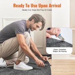 VEVOR - Slip-Resistant Rug Pad - Protective Cushioning Carpet Pad - 5' x 8' - 1/4"Thick - Dual Surface - Polyester Felt + Latex - Gray - 3-4㎡ Area Carpet Padding Rug Cushion Safe for All Floors