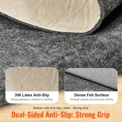 VEVOR - Slip-Resistant Rug Pad - Protective Cushioning Carpet Pad - 5' x 8' - 1/4