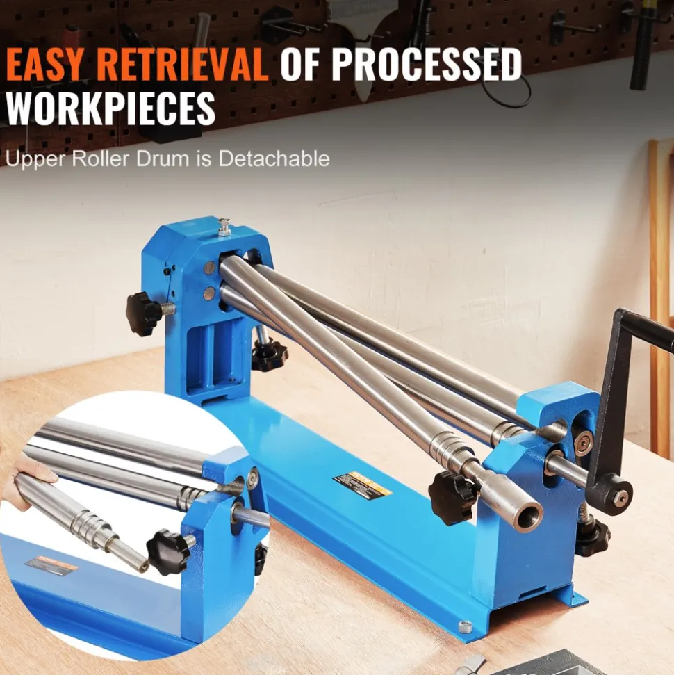VEVOR Slip Roll Machine, 24 inches Forming Width in 16 Gauge Capacity, Sheet Metal Slip Roller Rolling Bending Machine, with 2 Detachable Rollers for Low Carbon Steel Copper Sheet Aluminum Alloy Sheet