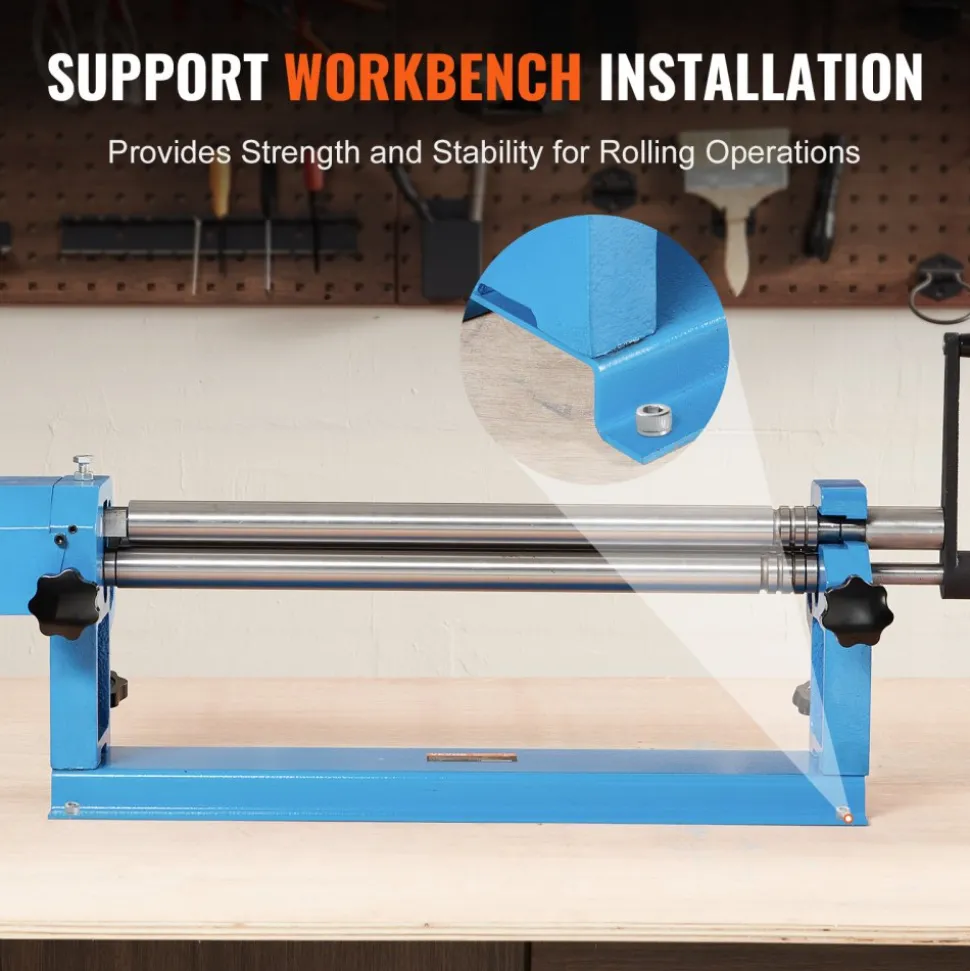 VEVOR Slip Roll Machine, 24 inches Forming Width in 16 Gauge Capacity, Sheet Metal Slip Roller Rolling Bending Machine, with 2 Detachable Rollers for Low Carbon Steel Copper Sheet Aluminum Alloy Sheet