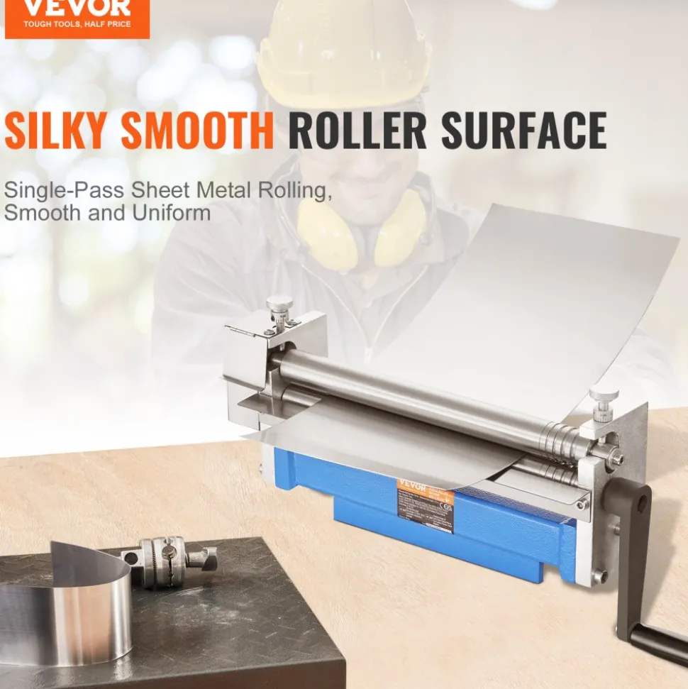 VEVOR Slip Roll Machine, 12.6 inches Forming Width in 20 Gauge Capacity, Sheet Metal Slip Roller Rolling Bending Machine, with 2 Detachable Rollers for Low Carbon Steel Copper Aluminum Alloy Sheet