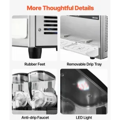 VEVOR Slushie Machine, 12L/3.17Gal x 4 Tank Commercial Slushy Maker, Frozen Drink Maker with Self-Cleaning, Margarita Machine for Restaurants Bars Party for Slushie, Margaritas, Milkshake & More