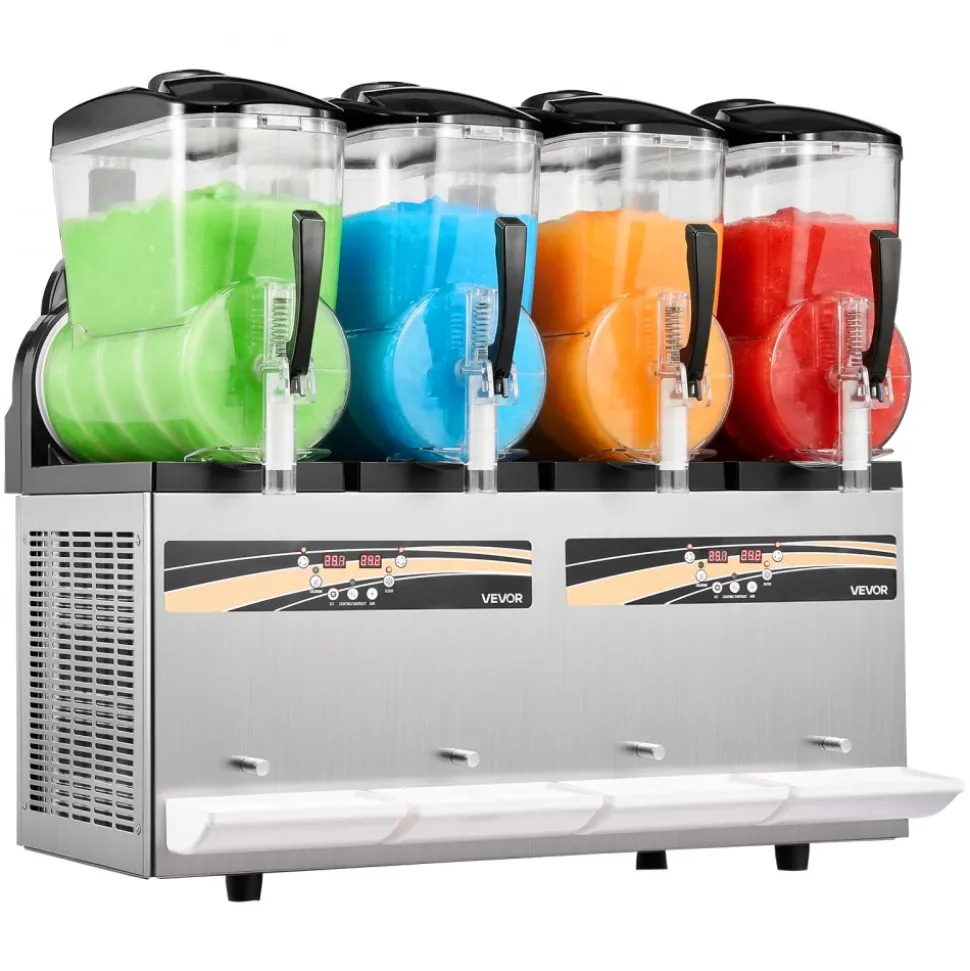 VEVOR Slushie Machine, 12L/3.17Gal x 4 Tank Commercial Slushy Maker, Frozen Drink Maker with Self-Cleaning, Margarita Machine for Restaurants Bars Party for Slushie, Margaritas, Milkshake & More