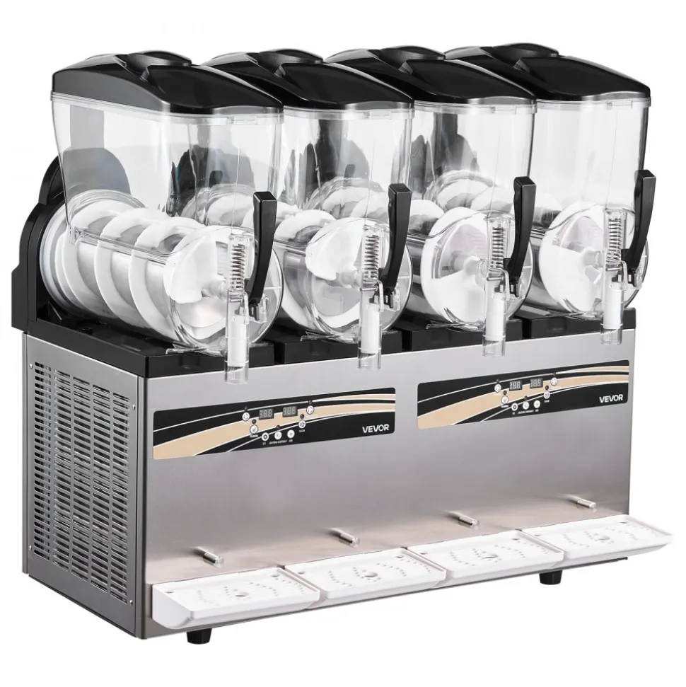 VEVOR Slushie Machine, 12L/3.17Gal x 4 Tank Commercial Slushy Maker, Frozen Drink Maker with Self-Cleaning, Margarita Machine for Restaurants Bars Party for Slushie, Margaritas, Milkshake & More