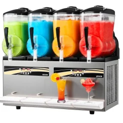 VEVOR Slushie Machine, 12L/3.17Gal x 4 Tank Commercial Slushy Maker, Frozen Drink Maker with Self-Cleaning, Margarita Machine for Restaurants Bars Party for Slushie, Margaritas, Milkshake & More