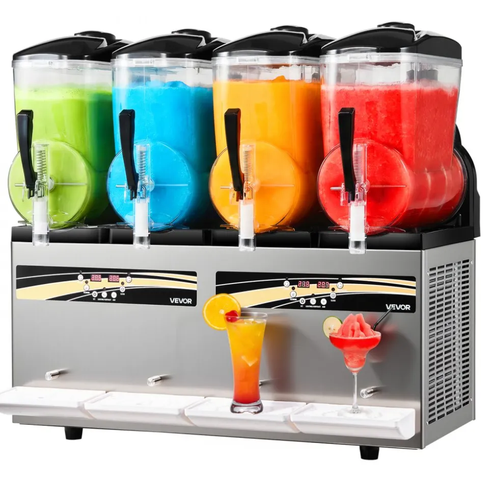 VEVOR Slushie Machine, 12L/3.17Gal x 4 Tank Commercial Slushy Maker, Frozen Drink Maker with Self-Cleaning, Margarita Machine for Restaurants Bars Party for Slushie, Margaritas, Milkshake & More
