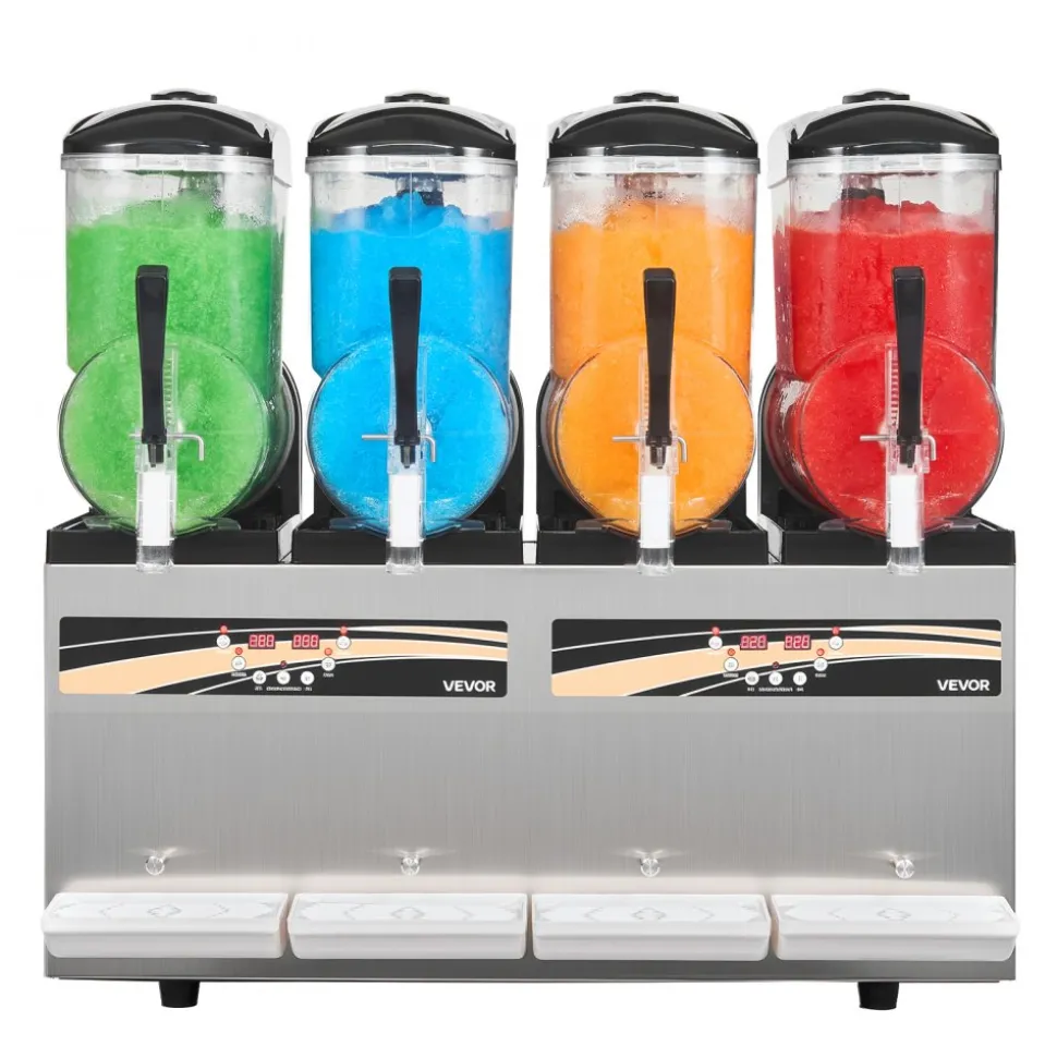 VEVOR Slushie Machine, 12L/3.17Gal x 4 Tank Commercial Slushy Maker, Frozen Drink Maker with Self-Cleaning, Margarita Machine for Restaurants Bars Party for Slushie, Margaritas, Milkshake & More