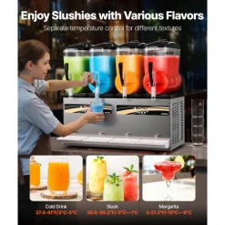 VEVOR Slushie Machine, 12L/3.17Gal x 4 Tank Commercial Slushy Maker, Frozen Drink Maker with Self-Cleaning, Margarita Machine for Restaurants Bars Party for Slushie, Margaritas, Milkshake & More
