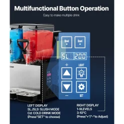 VEVOR Slushie Machine, 6L/1.6Gal x 2 Tank Commercial Slushy Maker, Frozen Drink Maker with Self-Cleaning, Margarita Machine for Restaurants Bars Party for Slushie, Margaritas, Milkshake & More