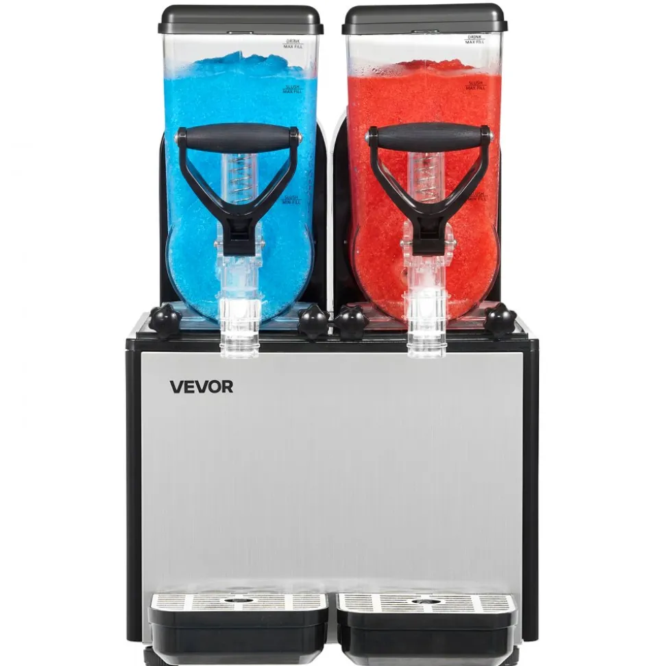 VEVOR Slushie Machine, 6L/1.6Gal x 2 Tank Commercial Slushy Maker, Frozen Drink Maker with Self-Cleaning, Margarita Machine for Restaurants Bars Party for Slushie, Margaritas, Milkshake & More