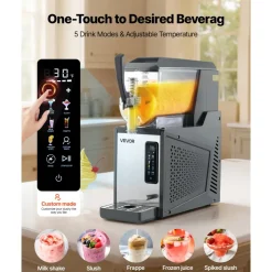 VEVOR Slushie Machine, 4L/135oz No Ice Needed Slushy Machine for Home, Frozen Drink Maker with Single Tank, Margarita Machine with Self-Cleaning, for Frozen Margaritas, Frappés, Milkshake & More
