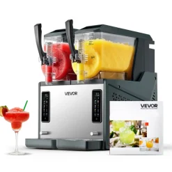 VEVOR Slushie Machine, 4L/135oz x 2 Tank Slushy Machine for Home, No Ice Needed Frozen Drink Maker, Margarita Maker with Self-Cleaning, for Frozen Margaritas, Frappés, Milkshake & More