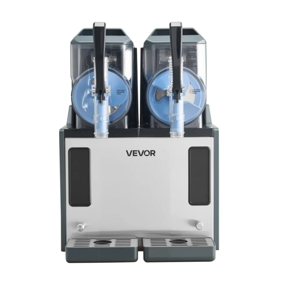 VEVOR Slushie Machine, 4L/135oz x 2 Tank Slushy Machine for Home, No Ice Needed Frozen Drink Maker, Margarita Maker with Self-Cleaning, for Frozen Margaritas, Frappés, Milkshake & More