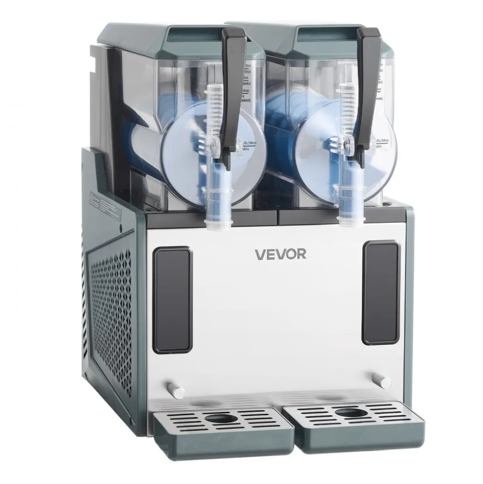 VEVOR Slushie Machine, 4L/135oz x 2 Tank Slushy Machine for Home, No Ice Needed Frozen Drink Maker, Margarita Maker with Self-Cleaning, for Frozen Margaritas, Frappés, Milkshake & More