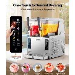 VEVOR Slushie Machine, 3L/100oz x 2 Tank Slushy Machine for Home, No Ice Needed Frozen Drink Maker, Margarita Maker with Self-Cleaning, for Frozen Margaritas, Frappés, Milkshake & More