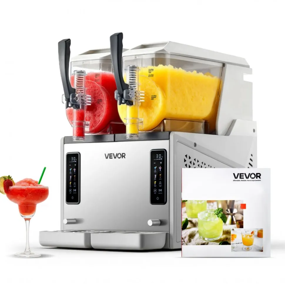 VEVOR Slushie Machine, 3L/100oz x 2 Tank Slushy Machine for Home, No Ice Needed Frozen Drink Maker, Margarita Maker with Self-Cleaning, for Frozen Margaritas, Frappés, Milkshake & More