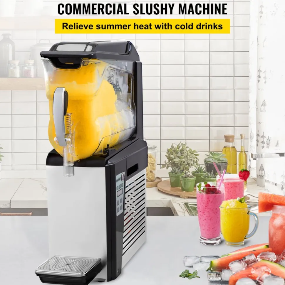 VEVOR Slushy Machine, 10L 1 Tank Slushie Machine for Home, 600W Commercial Slushy Machine, machine a slush for Frozen Drinks Automatic Clean, Slushy Machine for Home Supermarkets Cafes Restaurants