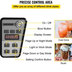 VEVOR Slushy Machine, 10L 1 Tank Slushie Machine for Home, 600W Commercial Slushy Machine, machine a slush for Frozen Drinks Automatic Clean, Slushy Machine for Home Supermarkets Cafes Restaurants