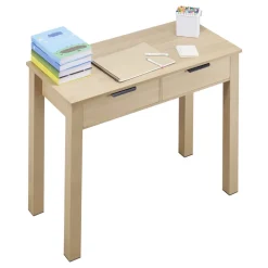 VEVOR Small Desk with Drawers, Kids Desk for Bedroom, Modern Simple Study Table for Drawing, Reading, Writing, Rectangle MDF Furniture Study Storage Table for Home, Office, Light Wood