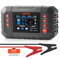 VEVOR Smart Battery Charger, 20A, 6V 12V 24V Lithium LiFePO4 Lead-Acid (Gel/AGM) Car Battery Charger, with LCD Display, Trickle Charging Maintainer Desulfator, for Car, Boat, Motorcycle, Lawn Mowers