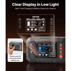 VEVOR Smart Battery Charger, 20A, 6V 12V 24V Lithium LiFePO4 Lead-Acid (Gel/AGM) Car Battery Charger, with LCD Display, Trickle Charging Maintainer Desulfator, for Car, Boat, Motorcycle, Lawn Mowers