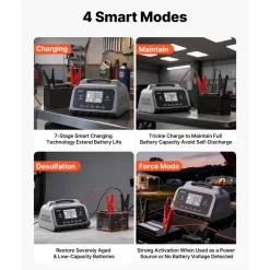 VEVOR Smart Battery Charger, 12A, 6V 12V 24V 36V 48V Lithium LiFePO4 Lead-Acid (Gel / AGM) Car Battery Charger, with LCD Display, Trickle Charging Maintainer Desulfator, for Car, Boat, Motorcycle