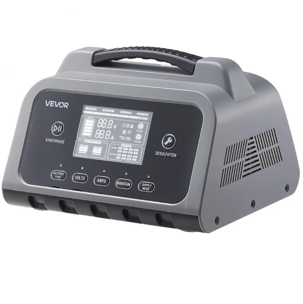 VEVOR Smart Battery Charger, 12A, 6V 12V 24V 36V 48V Lithium LiFePO4 Lead-Acid (Gel / AGM) Car Battery Charger, with LCD Display, Trickle Charging Maintainer Desulfator, for Car, Boat, Motorcycle