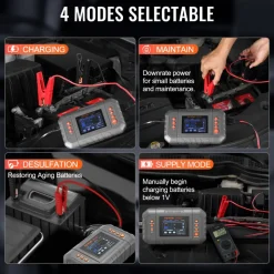 VEVOR Smart Battery Charger, 35-Amp, Lithium LiFePO4 Lead-Acid (AGM / Gel / SLA) Car Battery Charger with LCD Display, Trickle Charger Maintainer Desulfator for Boat Motorcycle Lawn Mower Deep Cycle