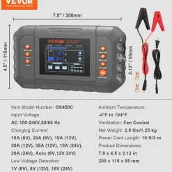 VEVOR Smart Battery Charger, 35-Amp, Lithium LiFePO4 Lead-Acid (AGM / Gel / SLA) Car Battery Charger with LCD Display, Trickle Charger Maintainer Desulfator for Boat Motorcycle Lawn Mower Deep Cycle