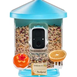 VEVOR Smart Bird Feeder with Camera, 2K HD AI Identify 10000+ Bird Species, Solar-Powered Bird Watching Camera with Auto Capture & Instant Notify, Wireless Outdoor Gift for Bird Lover (2 Solar Panels)