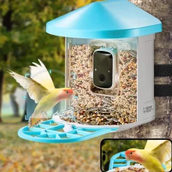 VEVOR Smart Bird Feeder with Camera, 2K HD AI Identify 10,000+ Bird Species, Solar-Powered Bird Watching Camera with Auto Capture & Instant Notify, Wireless Outdoor Ideal Gift for Bird Lovers (Green)