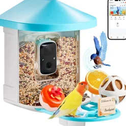 VEVOR Smart Bird Feeder with Camera, 2K HD AI Identify 10,000+ Bird Species, Solar-Powered Bird Watching Camera with Auto Capture & Instant Notify, Wireless Outdoor Ideal Gift for Bird Lovers (Green)