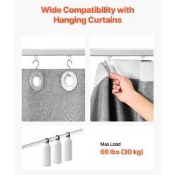 VEVOR Smart Electric Curtain Track, 71-118 inch Adjustable Length, Motorized Rod with Remote, Ceiling and Wall Mount, Automated Curtain Track System Compatible with Alexa, Google Home, App Control