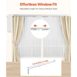 VEVOR Smart Electric Curtain Track, 71-118 inch Adjustable Length, Motorized Rod with Remote, Ceiling and Wall Mount, Automated Curtain Track System Compatible with Alexa, Google Home, App Control