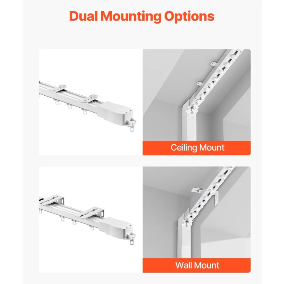 VEVOR Smart Electric Curtain Track, 71-118 inch Adjustable Length, Motorized Rod with Remote, Ceiling and Wall Mount, Automated Curtain Track System Compatible with Alexa, Google Home, App Control