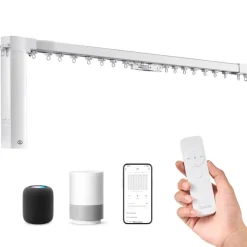 VEVOR Smart Electric Curtain Track, 71-118 inch Adjustable Length, Motorized Rod with Remote, Ceiling and Wall Mount, Automated Curtain Track System Compatible with Alexa, Google Home, App Control
