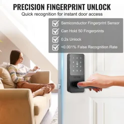 VEVOR Smart Lock, 5-in-1 Smart Door Knob, Fingerprint Deadbolt with App Control, Bluetooth Smart Lock, Keyless Entry Door Lock with Handle, Biometric Door Lock, Keypad Digital Door Lock for Front Door