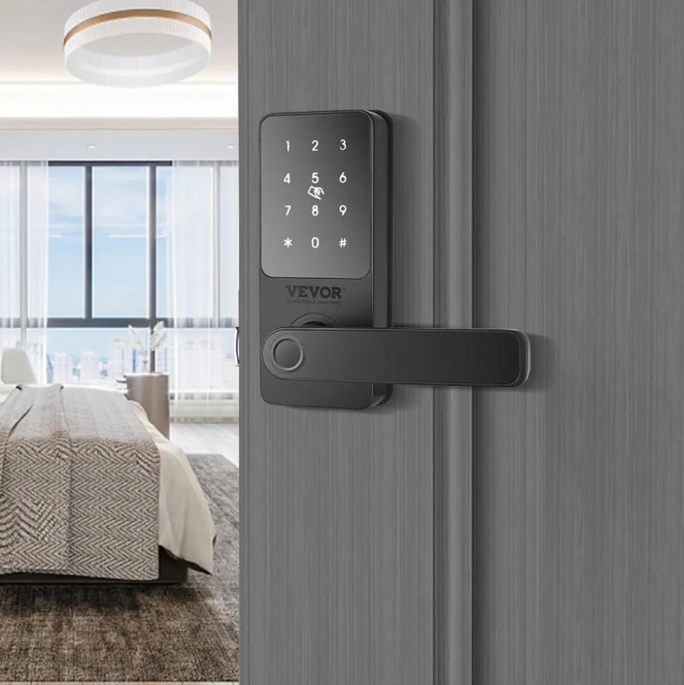 VEVOR Smart Lock, 5-in-1 Smart Door Knob, Fingerprint Deadbolt with App Control, Bluetooth Smart Lock, Keyless Entry Door Lock with Handle, Biometric Door Lock, Keypad Digital Door Lock for Front Door