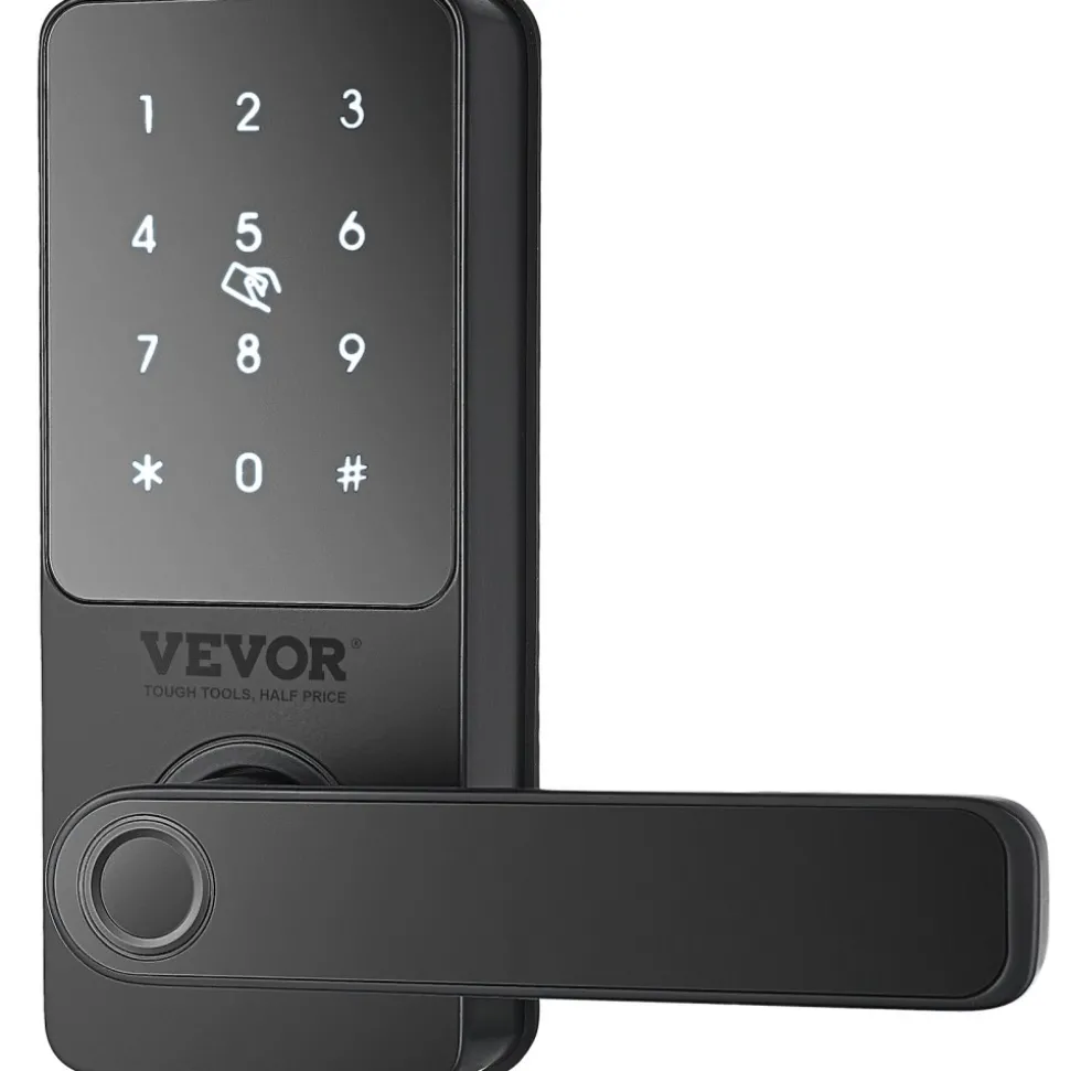 VEVOR Smart Lock, 5-in-1 Smart Door Knob, Fingerprint Deadbolt with App Control, Bluetooth Smart Lock, Keyless Entry Door Lock with Handle, Biometric Door Lock, Keypad Digital Door Lock for Front Door