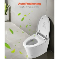 VEVOR Smart Toilet, Air Drying, Elongated Smart Toilet with Heated Seat, Clean Nozzle & Auto Freshening System, Auto Open/Close Toilet with Remote Control & LED Digital Display, Fits for Bathrooms