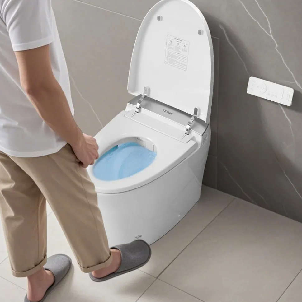 VEVOR Smart Toilet, Air Drying, Elongated Smart Toilet with Heated Seat, Clean Nozzle & Auto Freshening System, Auto Open/Close Toilet with Remote Control & LED Digital Display, Fits for Bathrooms