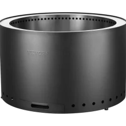 VEVOR Smokeless Fire Pit Stove Bonfire, H: 18 in x Dia: 28 in ,Wood Burning Fireplaces with Removable Ash Pan, SUS430 Stainless Steel inner Portable Outdoor Firepit,for Outdoor Patio Camping, Black
